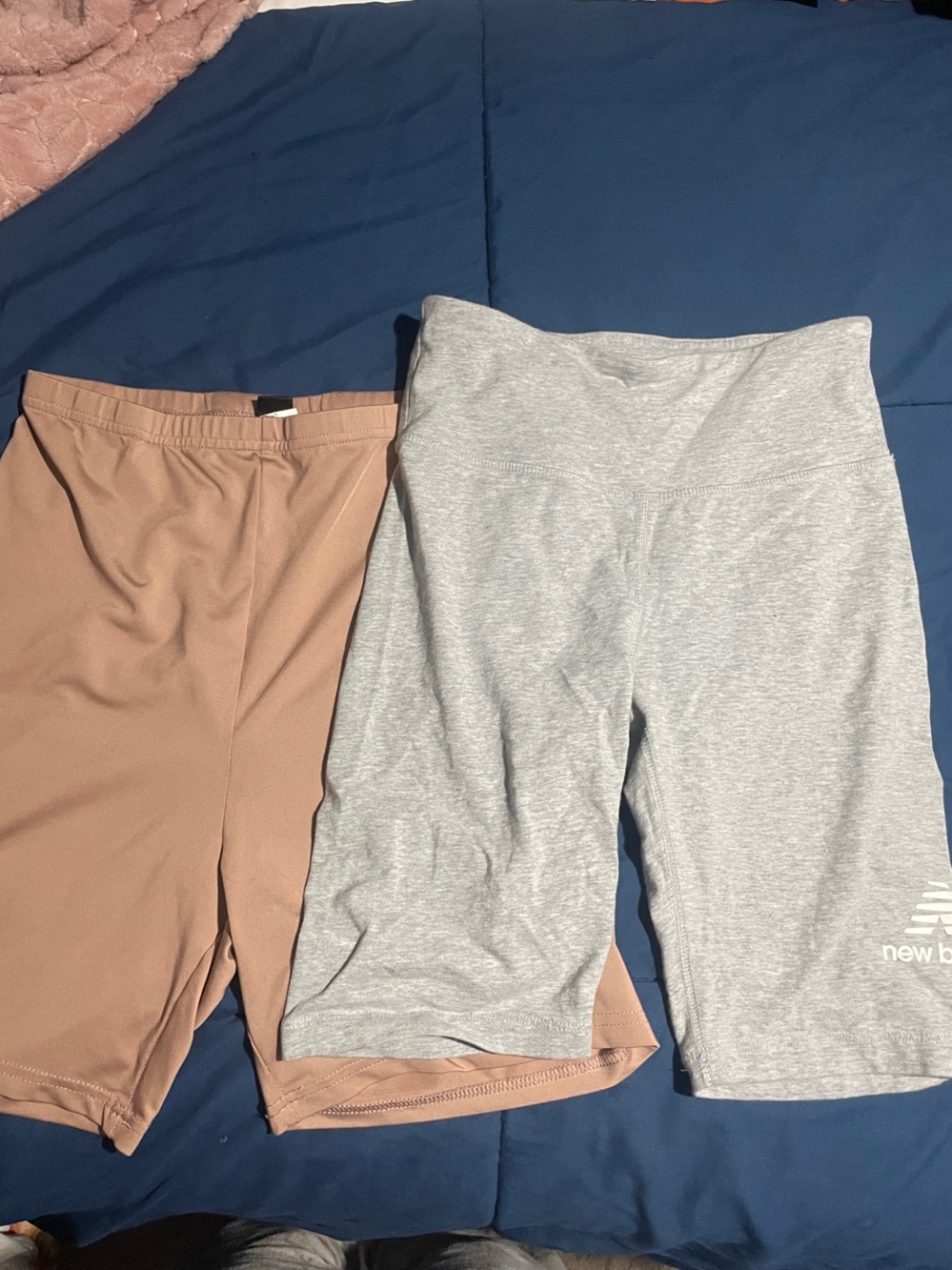New Balance Gray and Mauve High-Waist Bike Shorts Duo - Picture 1 of 4